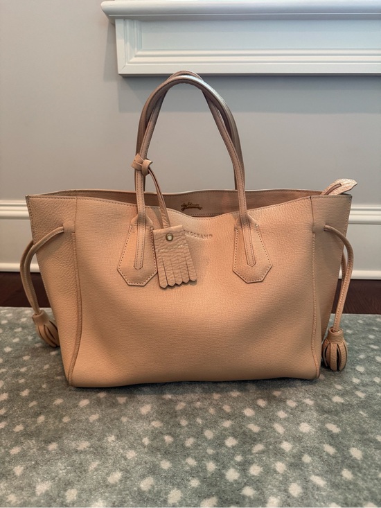 Longchamp Handbags - Longchamp Blush Pebbled Leather Tote with Tassel Accents